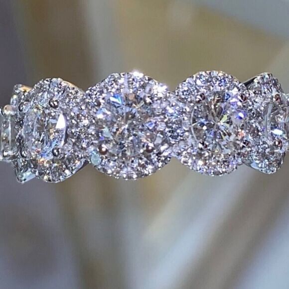 Round Zircon Engagement Ring Trendy White Crystal Stone Silvery Rings Size 8.5 - Picture 10 of 14